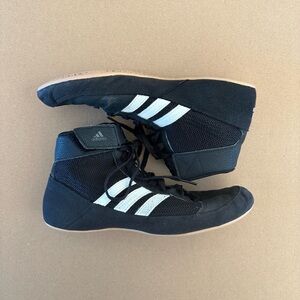 Adidas Men's Wrestling Shoes Size 8 Black & White AQ3325 Clean / Nice Condition